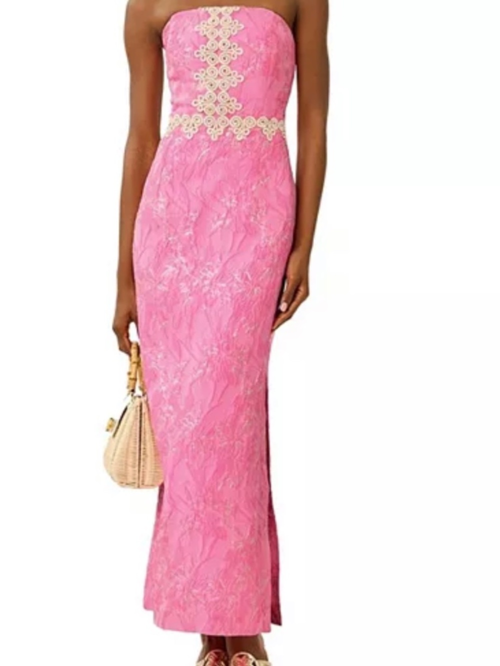 NWT LILLY PULITZER KRISTELLA MAXI DRESS CONCH SHELL PINK BROCADE, Sz.2,